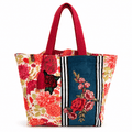 Canvas-Shopper Floral Rosen und Dahlien | Damen-Schultertasche Alltag