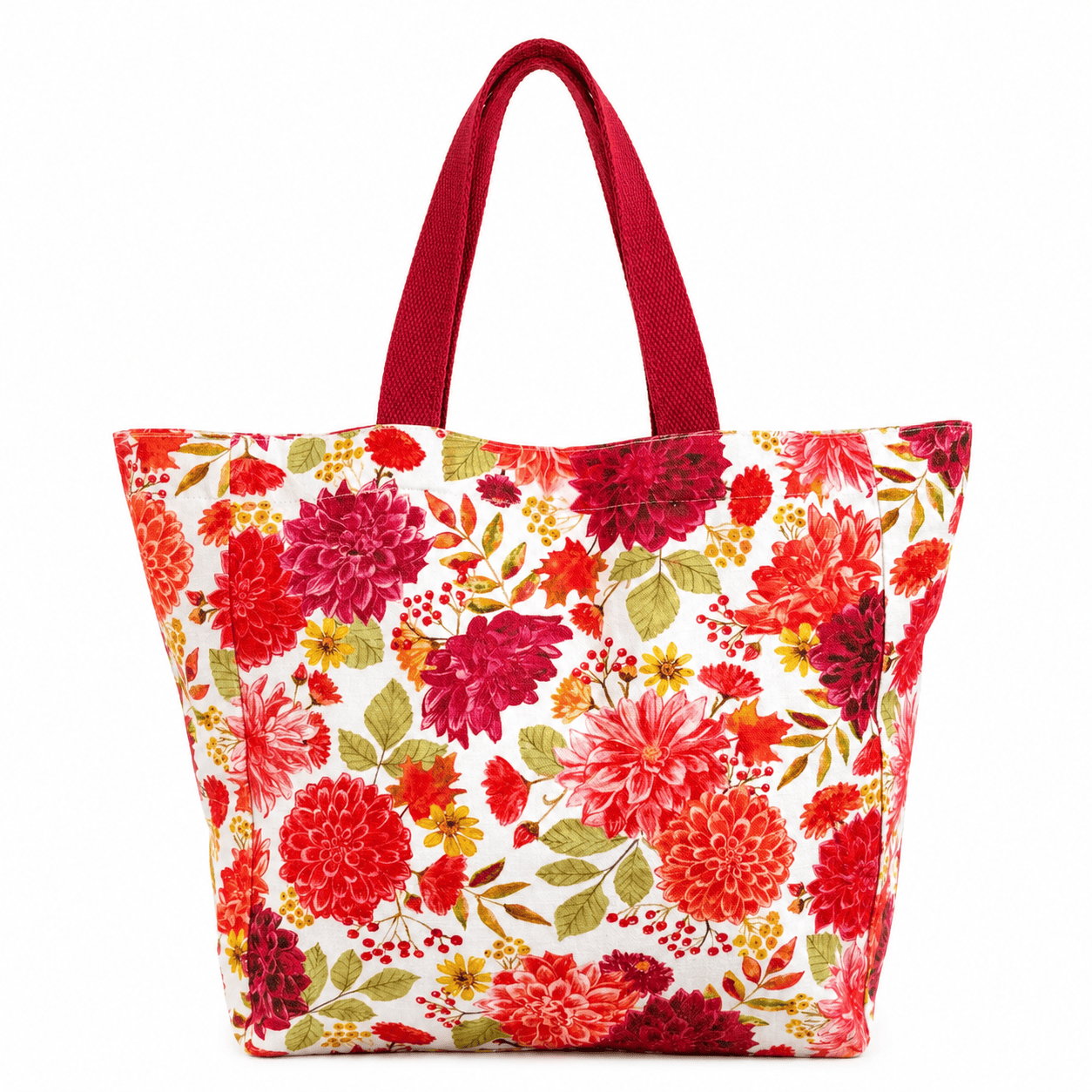 Canvas-Shopper Floral Rosen und Dahlien | Damen-Schultertasche Alltag