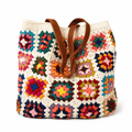 Häkeltasche Granny Square Boho | Baumwoll-Schultertasche Damen